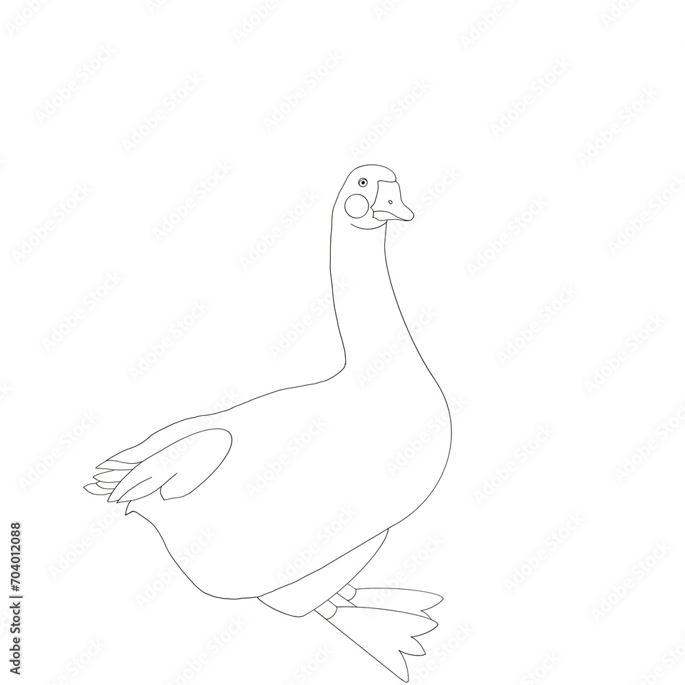 Sketch outline of a cute goose, outline of a goose in a static position Sketch outline of a cute goose, outline of a goose in a static position