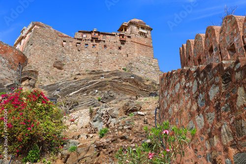 Kumbhal fort or the Great Wall of India, is a Mewar fortress on the westerly range of Aravalli Hills, 48 km from Rajsamand city. Kukmbhalgarh Rajasthan India photo