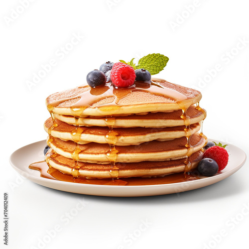 plate of tasty pancakes with transparent background created with Generative Ai