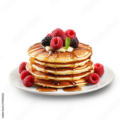 plate of tasty pancakes with transparent background created with Generative Ai