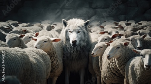A wolf hiding among a flock of sheep © Andrus Ciprian