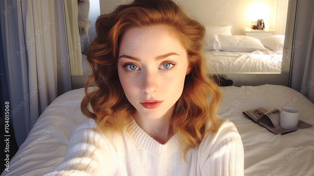 Dreamy White Bedroom Self Portrait of Beauty Dreamy White Bedroom Self Portrait of Beauty