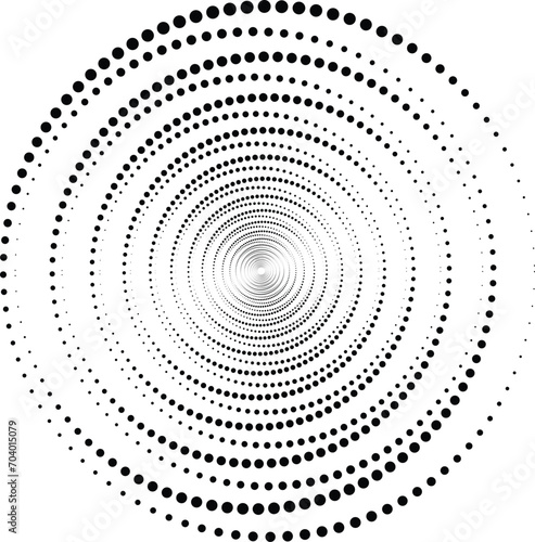 Halftone dotted round pattern isolated on white background vector illustration