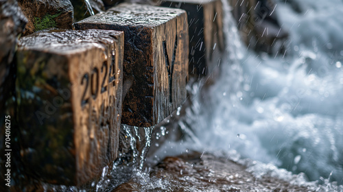 Wallpaper Mural Dance of water on a wooden stage, gracefully unveiling the essence of renewal and promise for the Chinese New Year of 2024 Torontodigital.ca