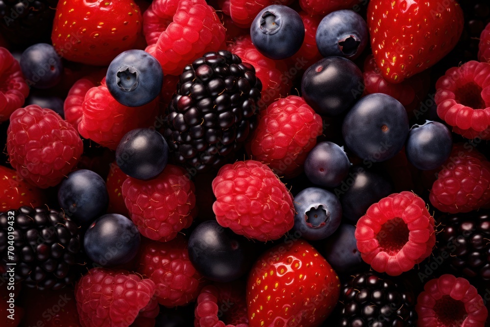 berries, raspberries, blueberries, and blackberries are all grouped together in a close up view of a mixture of red, black, blue, black, blue, and white, and red berries. berries, raspberries, blueberries, and blackberries are all grouped together in a close up view of a mixture of red, black, blue, black, blue, and white, and red berries.
