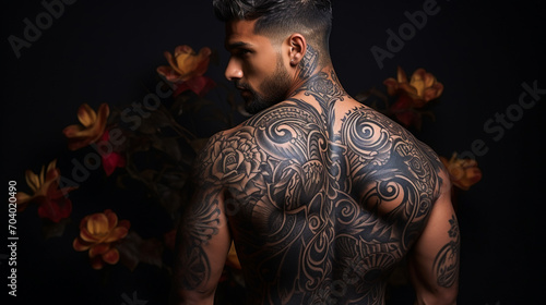 Man with Large Tattoo from Behind