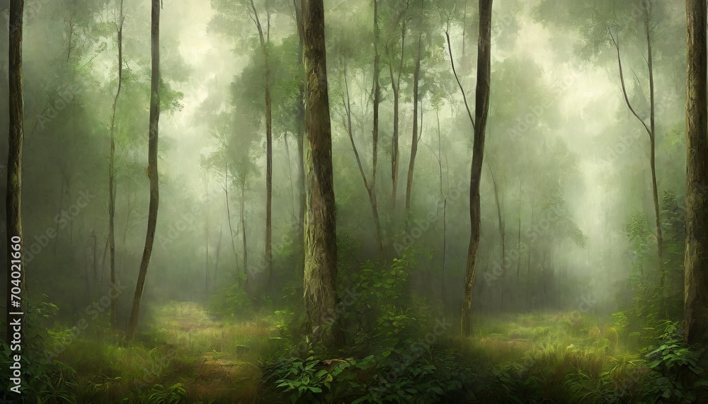 photo wallpapers for the interior wall decor in grunge style the forest is in a fog a fresco depicting a forest