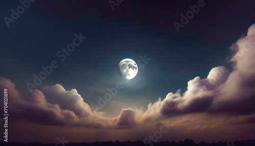 dark gradient night mystical moonlight eclipse moon with fluffy clouds phone hd background wallpaper ai generated photo