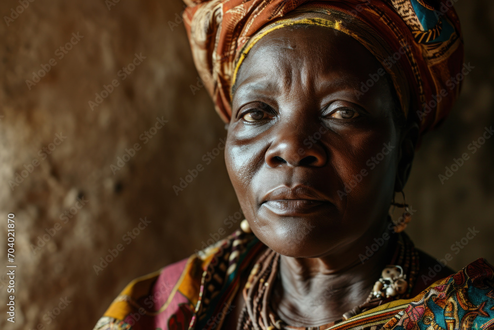 Portrait of Mature African woman in the traditional dress