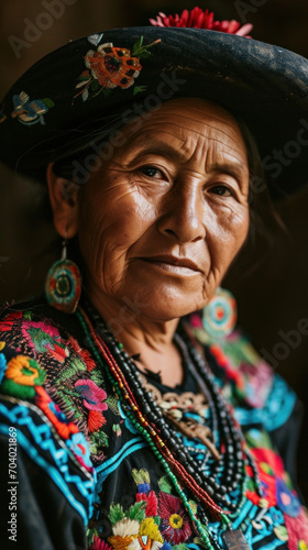 Portrait of Mature Columbia woman in the traditional dress