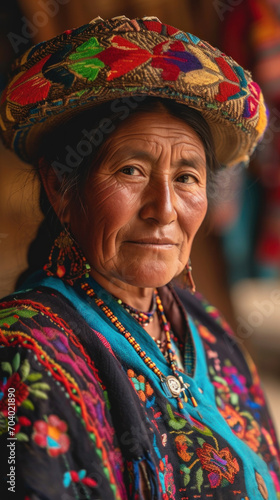 Portrait of Mature Columbia woman in the traditional dress