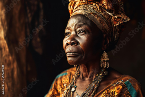 Portrait of Mature African woman in the traditional dress