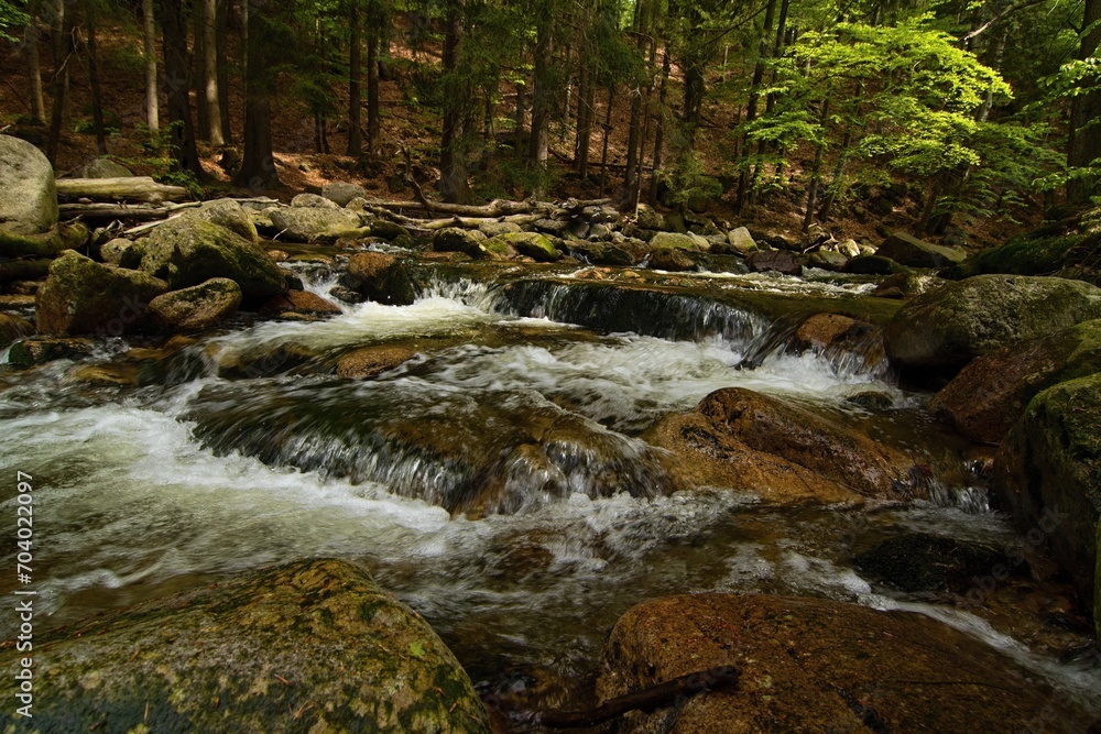 waterfalls on a stream in the forest waterfalls on a stream in the forest