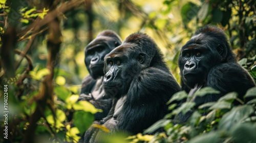 Family of gorillas in the morning forest © EmmaStock