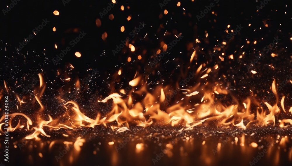 Dynamic and intense display of flames and sparks rising from a fire.  - obrazy, fototapety, plakaty 
