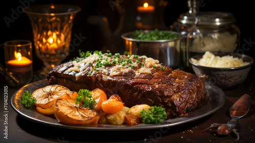 German national dish, marinated braised beef.  Sauerbraten © EwaStudio