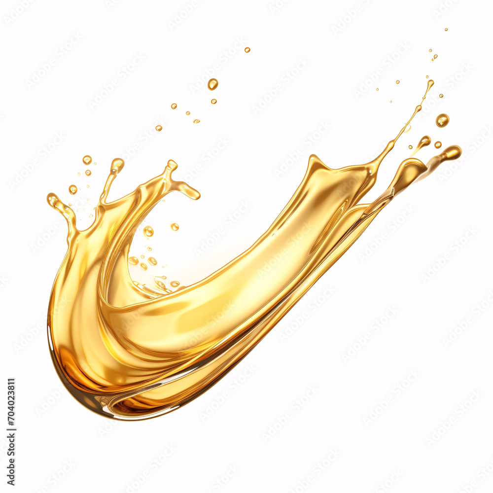 Fototapeta premium An olive or motor oil wave crashing against a white backdrop.