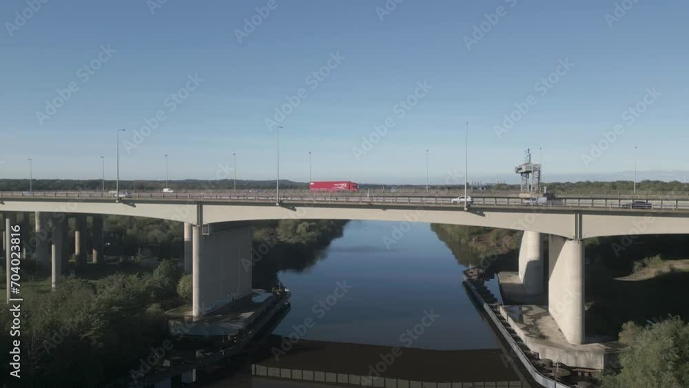 Thelwall Viaduct, Manchester Ship Canal, M6 motorway at Lymm, Warrington, Cheshire, England Thelwall Viaduct, Manchester Ship Canal, M6 motorway at Lymm, Warrington, Cheshire, England