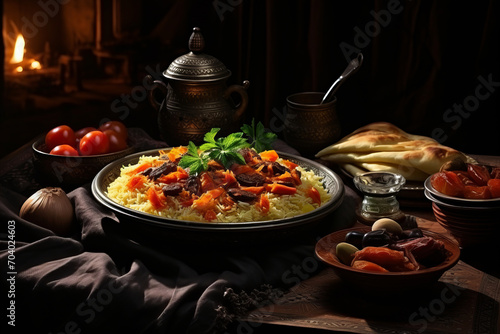 Traditional Ramadan cuisine. preparing delicious festive dishes for the holy month of Ramadan photo