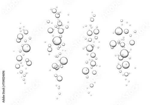 Vector set of fizzy drink isolated on white background. Air bubbles texture. 
