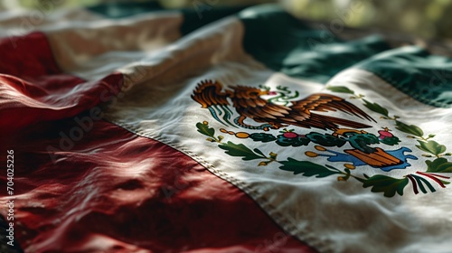 Authentic image of the Mexican flag. Close-up photo. © ckybe