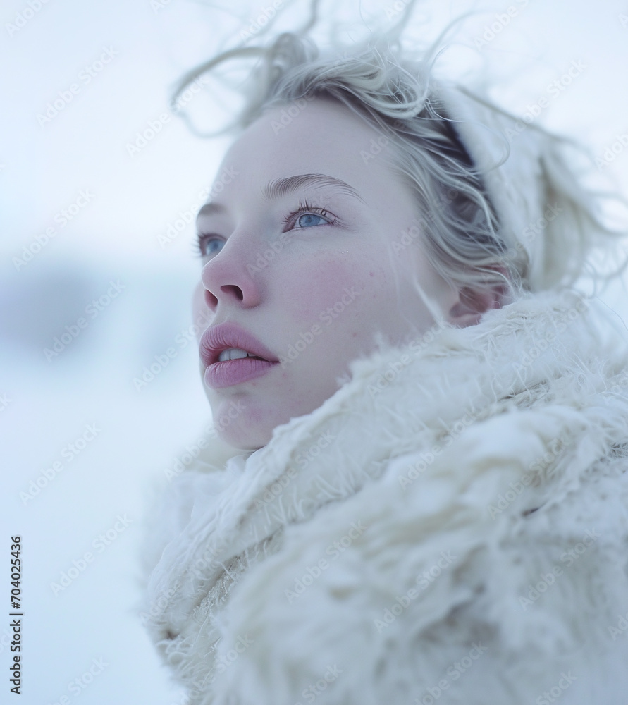 Portrait of young beautiful woman in winter coat, cold winter season Portrait of young beautiful woman in winter coat, cold winter season