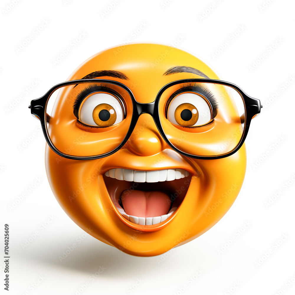 Naklejka premium Yellow Smiley Face with Glasses of Fun