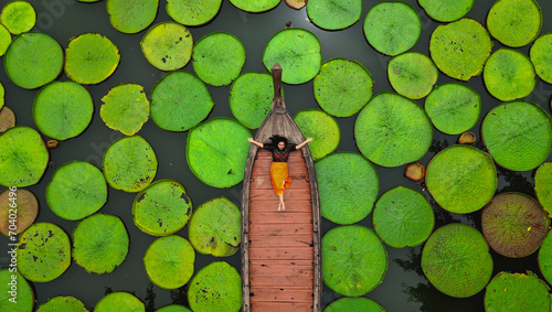 Photos Aerial Landscape of Victoria Waterlily Giant lily pad lake at Phuket Thailand