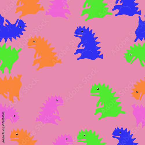 Seamless pattern  colored  Dragon  symbol of the year  zodiac. Hand drawn.