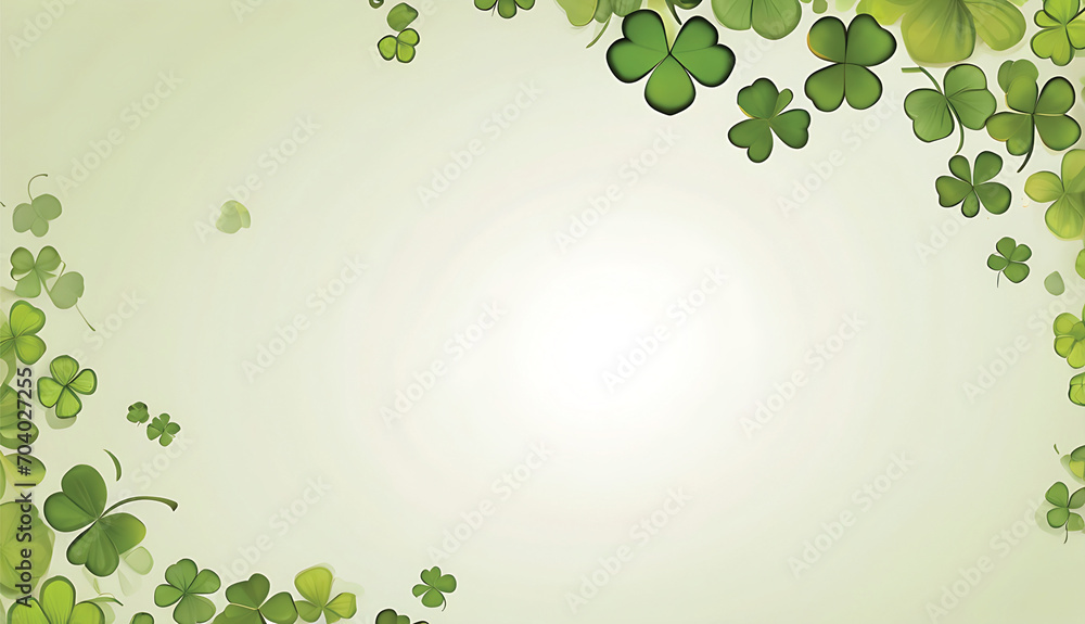 St. Patrick's Day background with clover leaves. - obrazy, fototapety, plakaty 