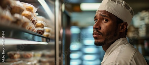 Employee in freezer. photo