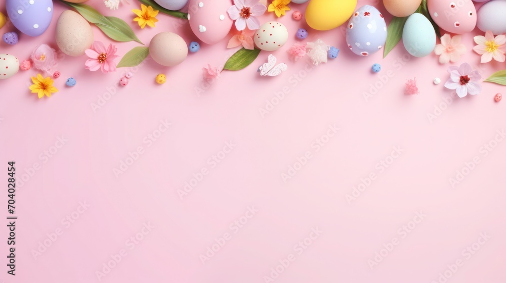 Springy Easter decoration with flowers.