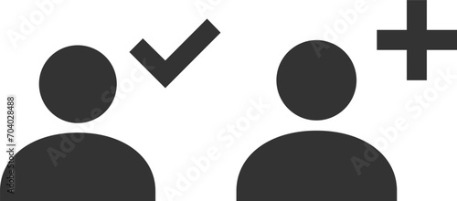 User web icon with check and add mark | User profile sign vector | account verified icon