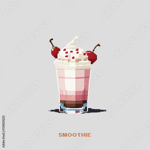 Pixel Art Smoothie Illustration Food Sticker Food Pixel photo