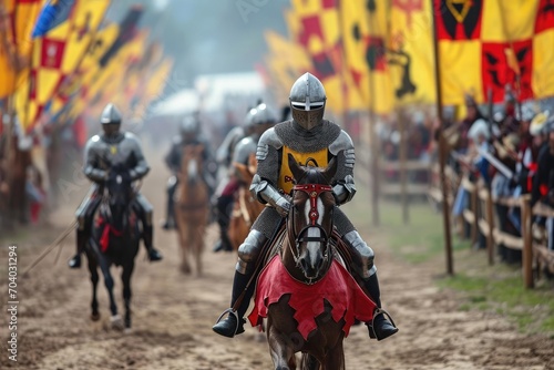 A grand medieval fair with knights' tournaments Jousting And historical reenactments