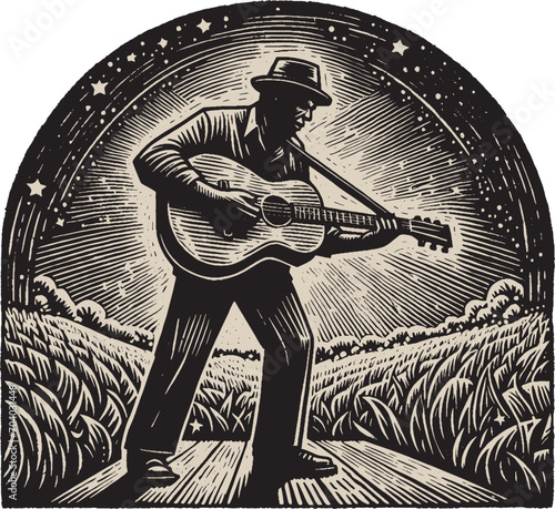 Vector Illustration of a Blues Musician photo