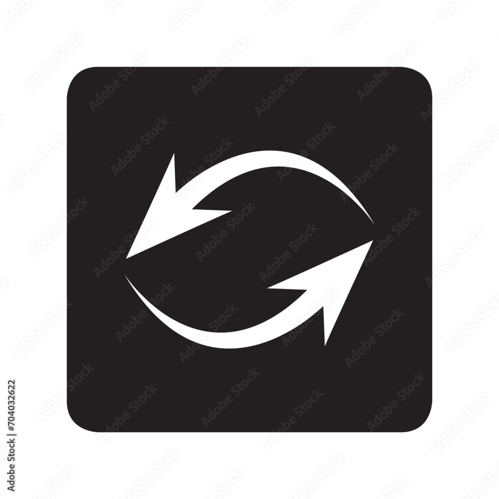 Repeat icon vector. Refresh logo design. Reload arrow vector icon illustration in square isolated on white background