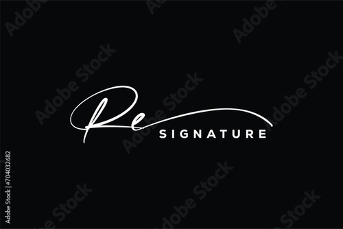 RE initials Handwriting signature logo. RE Hand drawn Calligraphy lettering Vector. RE letter real estate, beauty, photography letter logo design.