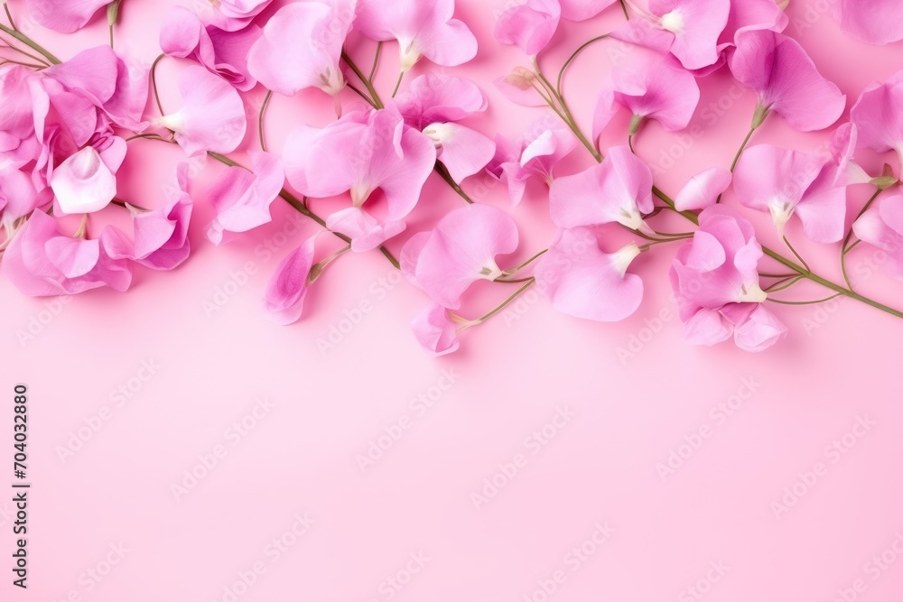 pink flowers on a pink background with a place for a text or an image to put on a card or a brochure or brochure or brochure. pink flowers on a pink background with a place for a text or an image to put on a card or a brochure or brochure or brochure.
