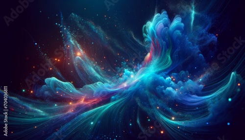 Luminous Cosmos  Neon Blue Particle Wonderland in 8K Generate Image