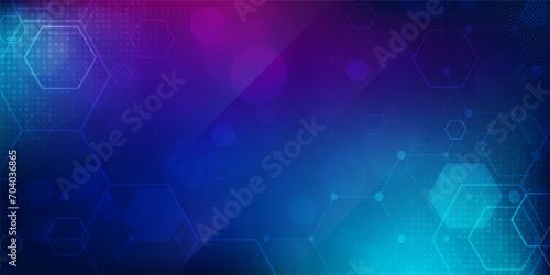 Digital technology futuristic internet network connection blue purple background, abstract cyber information communication, Ai big data science, innovation future tech, line dot illustration vector
