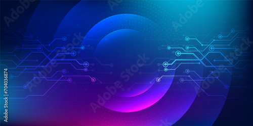 Digital technology futuristic internet network connection blue purple background, abstract cyber information communication, Ai big data science, innovation future tech, line dot illustration vector