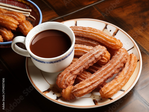 Churros con chocolate caliente