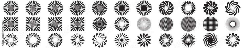 Sunburst element. Radial stripes background. Sunburst icon collection. Retro sunburst design. Vector illustration. Eps 10  - obrazy, fototapety, plakaty 