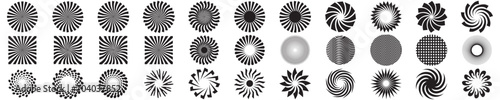 Sunburst element. Radial stripes background. Sunburst icon collection. Retro sunburst design. Vector illustration. Eps 10 