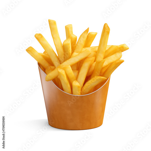 French fries or fried potatoes isolate on white background.