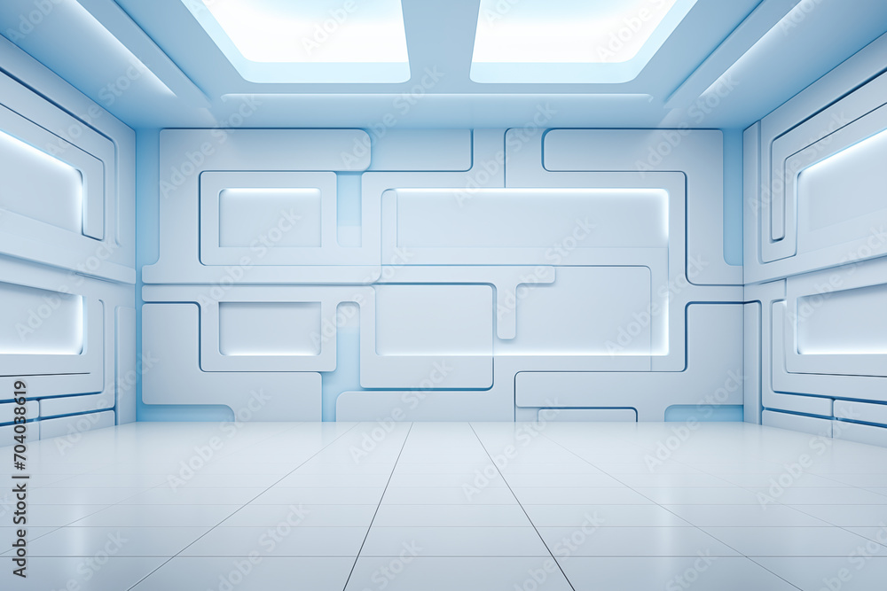 Beautiful futuristic Geometric background for your presentation. Textured intricate 3D wall in light blue and white tones. AI generated. Beautiful futuristic Geometric background for your presentation. Textured intricate 3D wall in light blue and white tones. AI generated.