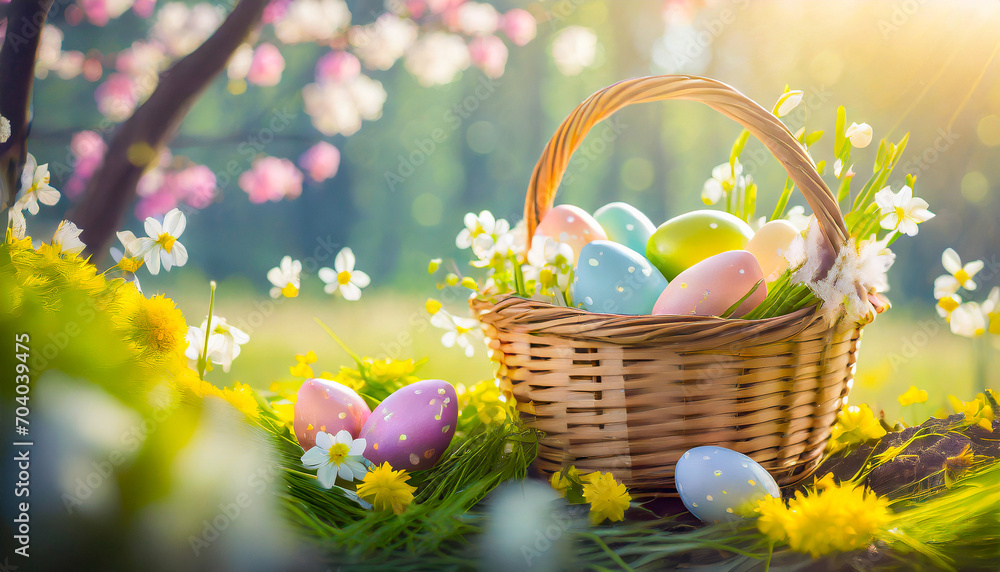 easter eggs in a basket easter eggs in a basket