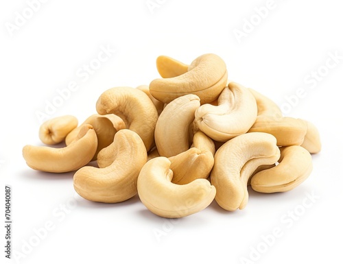 A pile of cashew nuts isolated on a white background,