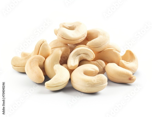 A pile of cashew nuts isolated on a white background,